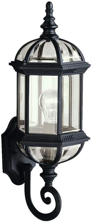 Kichler Barrie 22" Outdoor Wall Light in Black, 1-Light Exterior Wall Sconce with Clear Beveled Glass, (22" H x 8" | Lumora
