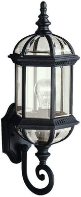 Kichler Barrie 22" Outdoor Wall Light in Black, 1-Light Exterior Wall Sconce with Clear Beveled Glass, (22" H x 8" | Lumora