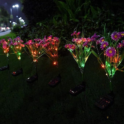 Solar Flower Lights Outdoor, Waterproof LED Daisy Flowers Solar Stake Decorative In-Ground Lights 2Mode for Garden Landscape Yard Pathway Wedding Party (Pink, 2Pack)
