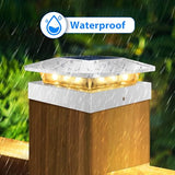 2 Packs 4x4 White Solar Post Cap Lights Outdoor with 3 Modes