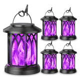 KOOPER 4 Pack Solar Lantern Outdoor Lights, Upgraded Flickering Flame Solar Lanterns Lights Outdoor Waterproof, Hanging Lantern Decorative, Solar Powered Lanterns for Yard Garden Decor (Purple Light)