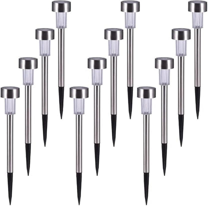 Solar Outdoor Lights, 5W LED Pathway Lights Solar Powered, Stainless Steel Waterproof Solar Garden Lights Decoration for Garden Patio and Walkway (12PCS, Multicolor)