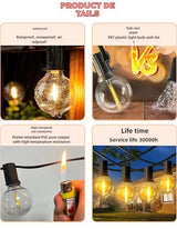 100FT Outdoor String Lights with 102 Shatterproof G40 LED Clear Globe Bulbs for Indoor/Outdoor, 2-Pack 50FT Connectable Hanging Lights for Party Decor