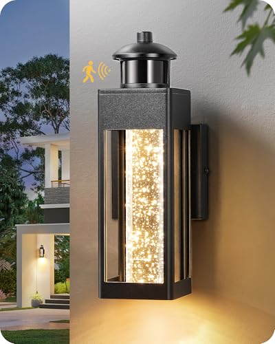 EDISHINE Motion Sensor Dusk to Dawn Outdoor Wall Lights, LED Porch Lights