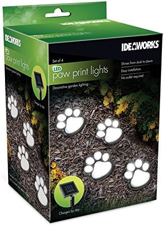 IdeaWorks JB7356 Dog Paw Solar Lights Outdoor Panels - Bright Energy Efficient and Perfect for your Garden - 4 pc Set, Black