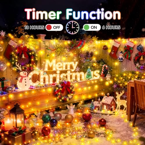 KNONEW 203FT 600LED Green Wire Outdoor Fairy Lights Plug in Warm White Xmas