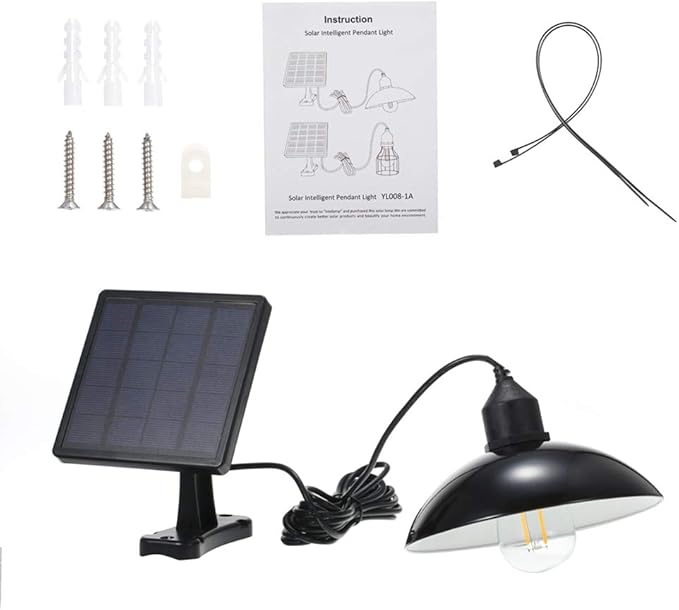 Lixada Solar Pendant Light Outdoor Hanging Light Shed Light with E27 Industrial Edison Bulb IP65 Waterproof for | Lumora