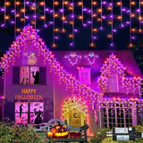 66ft Christmas Lights Outdoor, 640 LED Icicle Lights for Outside, Orange and Purple Twinkle Lights with Connectable Clear Wire 8 Modes Timer Waterproof for House Party Tree Holiday Yard Decorations