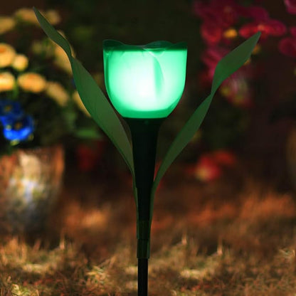 4Pcs Solar Pathway Lights Outdoor Garden Lamp Flower Lights Solar Garden Stake Lights Garden Decorative Lawn Lamp Solar Decorative Lights for Yard, Patio, Backyard(Green)