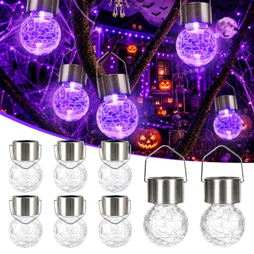 GIGALUMI Solar Hanging Lights Outside Halloween Decoration Lanterns 8 PC
