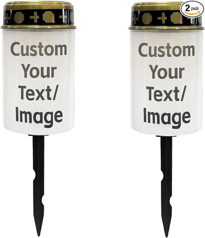 Custom Your Text/Image Solar Pathway Lights Outdoor Solar Lights Waterproof Garden Stake Lights LED Solar Lantern Landscape Lighting for Yard Patio Flameless Spotlight,Warm White