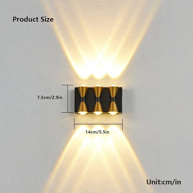 Exterior Light Fixture,Up and Down Wall Lights Indoor IP65 Waterproof Morden Wall Sconces Lighting 6W Warm White | Lumora