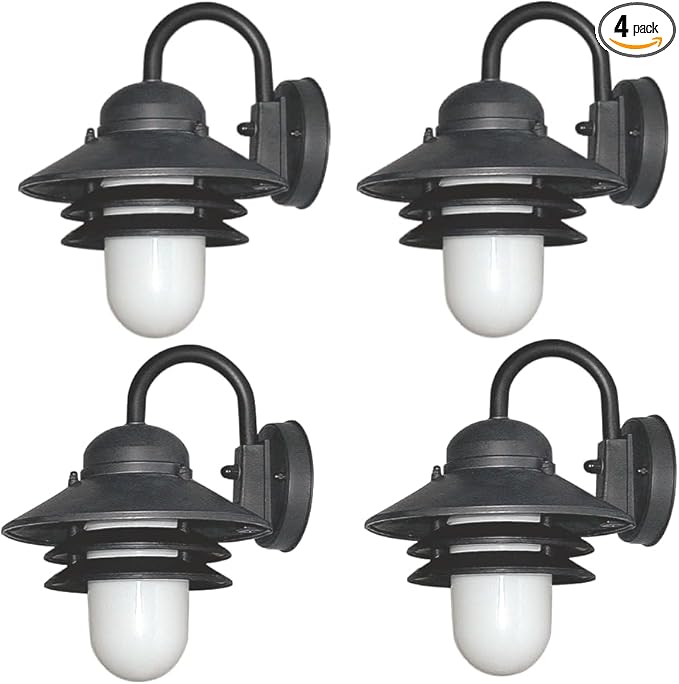 Solus S75VL Nautical Outdoor Wall Light Fixture – Black or White – Composite & Opal Acrylic Lens, LED Bulb | Lumora
