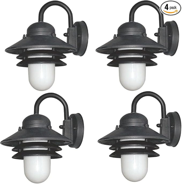 Solus S75VL Nautical Outdoor Wall Light Fixture – Black or White – Composite & Opal Acrylic Lens, LED Bulb | Lumora
