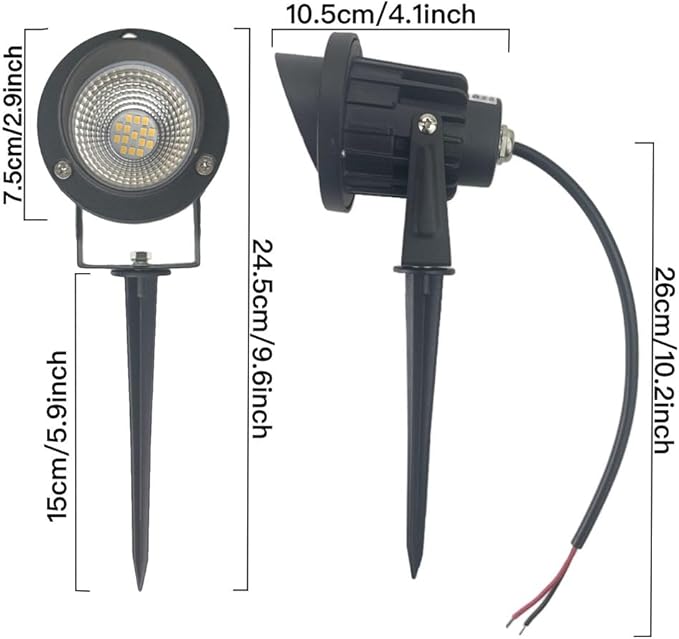 QUANS 6 Pack 12W Warm White Low Voltage Outdoor Landscape Spotlight LED Light, Wall Mount Fixture, Waterproof Stake | Lumora