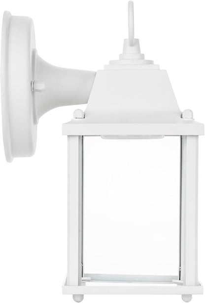 LIT-PaTH Outdoor LED Wall Lantern, Wall Sconce as Porch Light, 9.5W 800 Lumen, Aluminum Housing Plus Glass, 5000k-Matte White Finish, 1-Pack