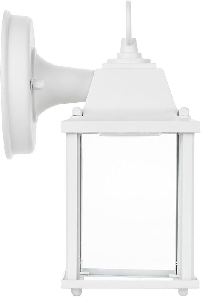 LIT-PaTH Outdoor LED Wall Lantern, Exterior Wall Sconce Porch Light Fixtures, 3000K 9.5W 800 Lumen, Aluminum Housing Plus Glass, Matte White Finish, 1-Pack