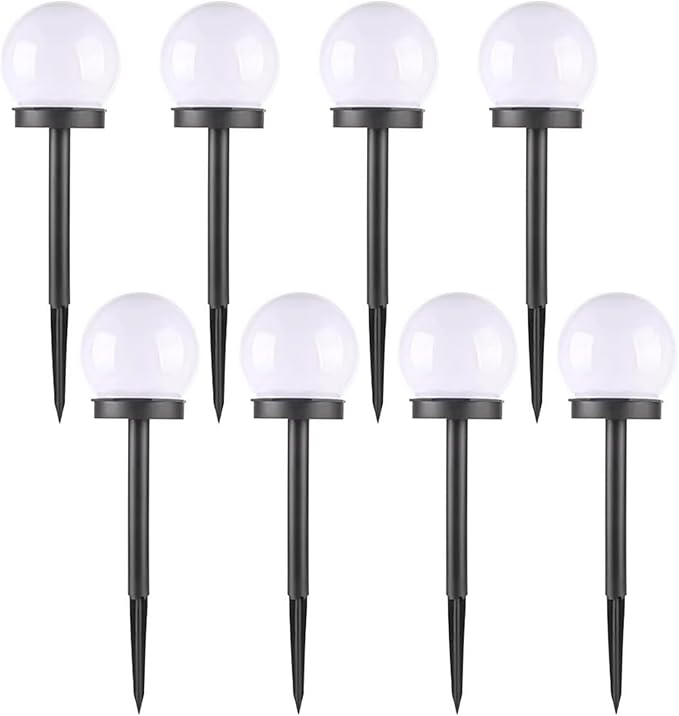 White Globe Solar Lights Outdoor, Waterproof Walkway Solar Pathway Lights for Driveway Patio Landscape Lawn