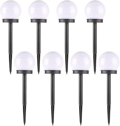 White Globe Solar Lights Outdoor, Waterproof Walkway Solar Pathway Lights for Driveway Patio Landscape Lawn