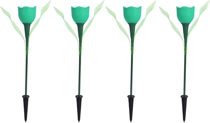 4Pcs Solar Pathway Lights Outdoor Garden Lamp Flower Lights Solar Garden Stake Lights Garden Decorative Lawn Lamp Solar Decorative Lights for Yard, Patio, Backyard(Green)