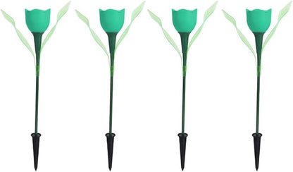 4Pcs Solar Pathway Lights Outdoor Garden Lamp Flower Lights Solar Garden Stake Lights Garden Decorative Lawn Lamp Solar Decorative Lights for Yard, Patio, Backyard(Green)
