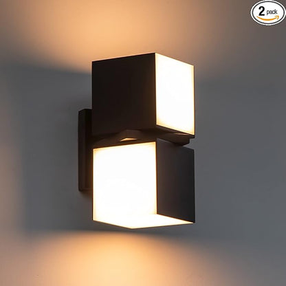 LUTEC Cuba 3000K 1100LM LED Integrated Porch Wall Light Outdoor and Indoor Bedroom LED Wall Lantern Sconce-Bronze