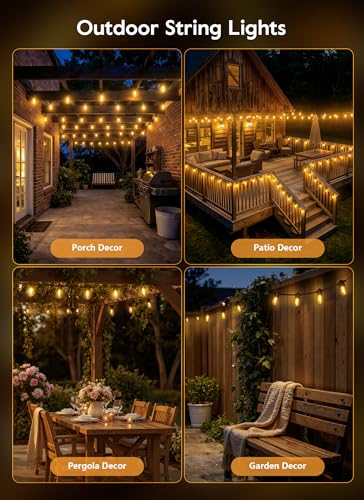 Minetom 202FT Solar String Lights Outdoor Waterproof, S14 Patio Lights