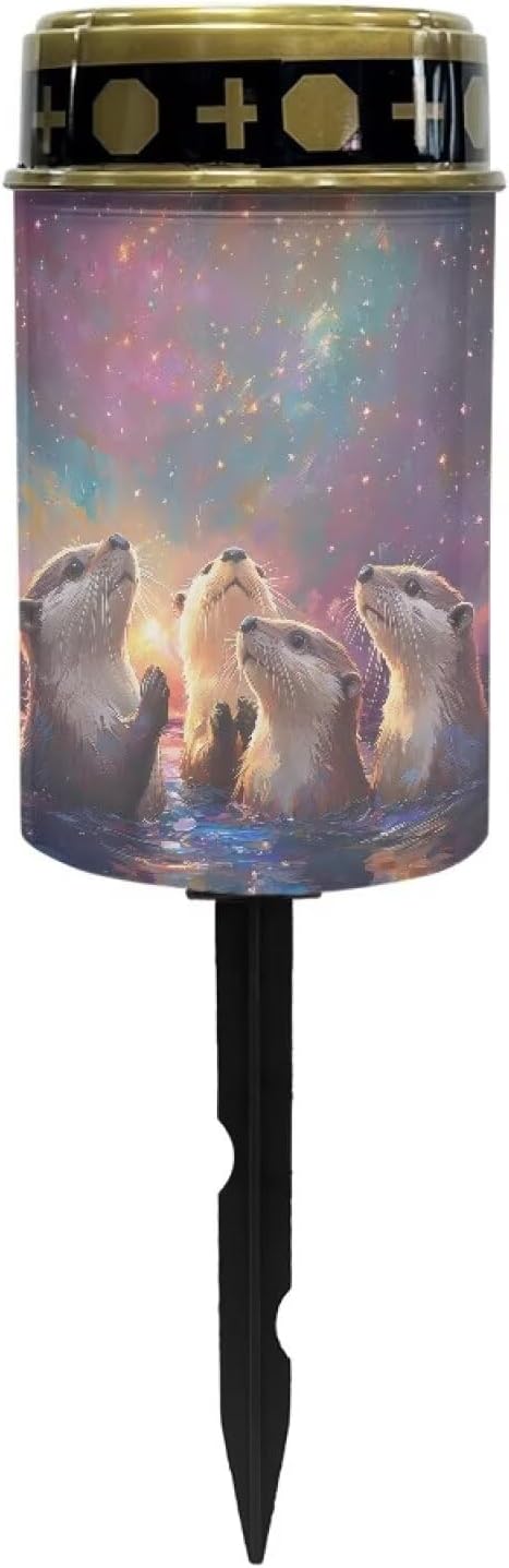 Garden Decor Solar Light Outdoor Stake Patio Yard Lawn Porch Pathway Otter Print Grave Solar Lights for Cemetery Outside Waterproof Decorations