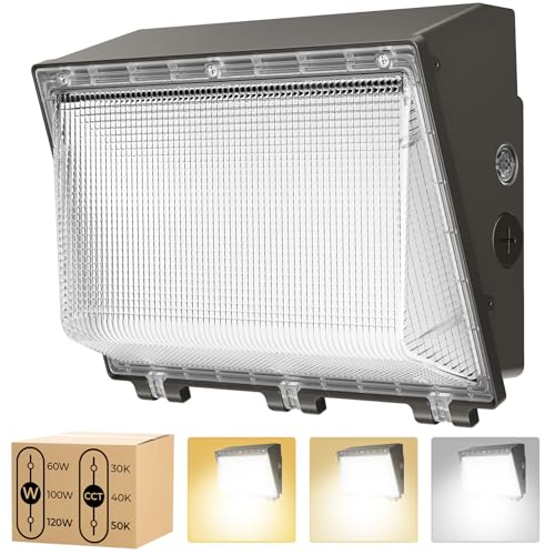 CINOTON 120W LED Wall Pack Light, 3CCT 16800LM, Dusk to Dawn Sensor, 1 Pack