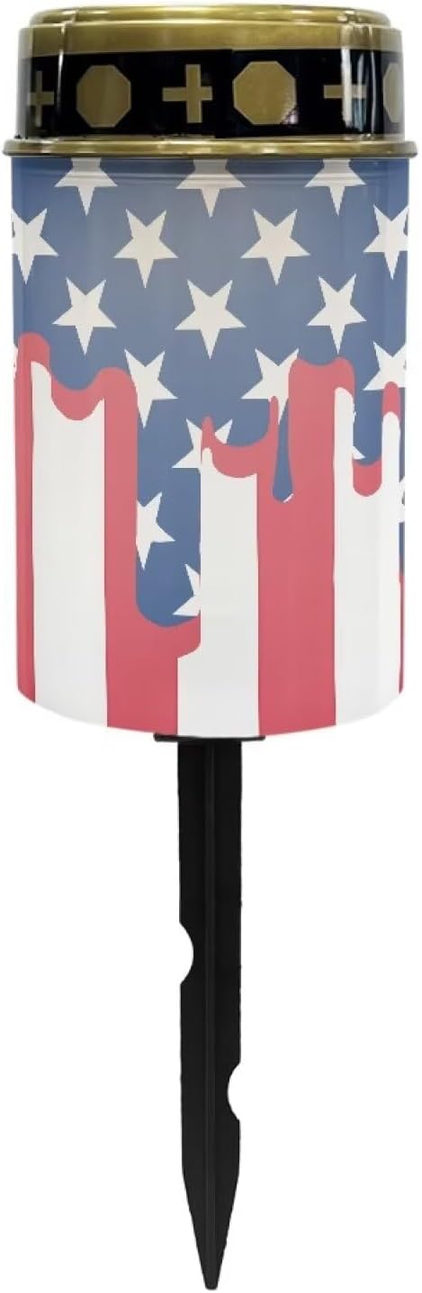 Solar Garden Stake Lights Decorations American Flag Waterproof Solar Lights for Outside