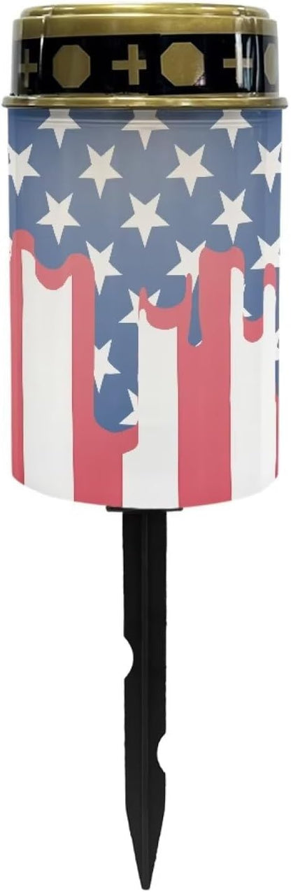 Solar Garden Stake Lights Decorations American Flag Waterproof Solar Lights for Outside
