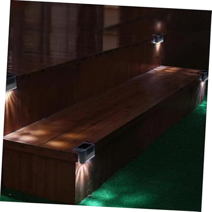 TEHAUX 3PCS Waterproof Solar Step Lights LED Outdoor Stair Lighting for Deck Railing Garden and Pathway Black Shell White Light