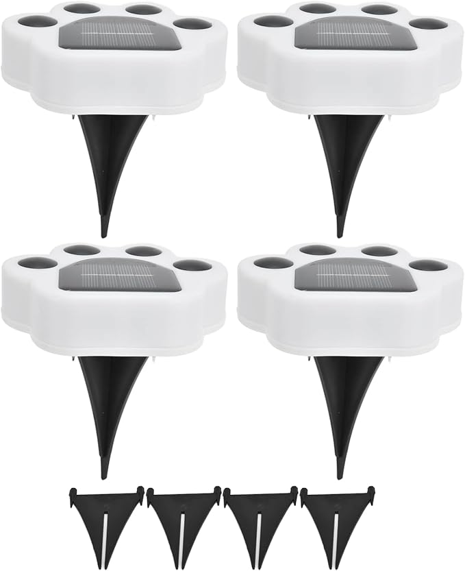LED Solar Light Shape Buried Lamp 4PCS, Outdoor Garden Lawn Decorative Lighting, Solar Powered - Easy Installation, Weather, Ideal for Courtyard Pathway (White Light)