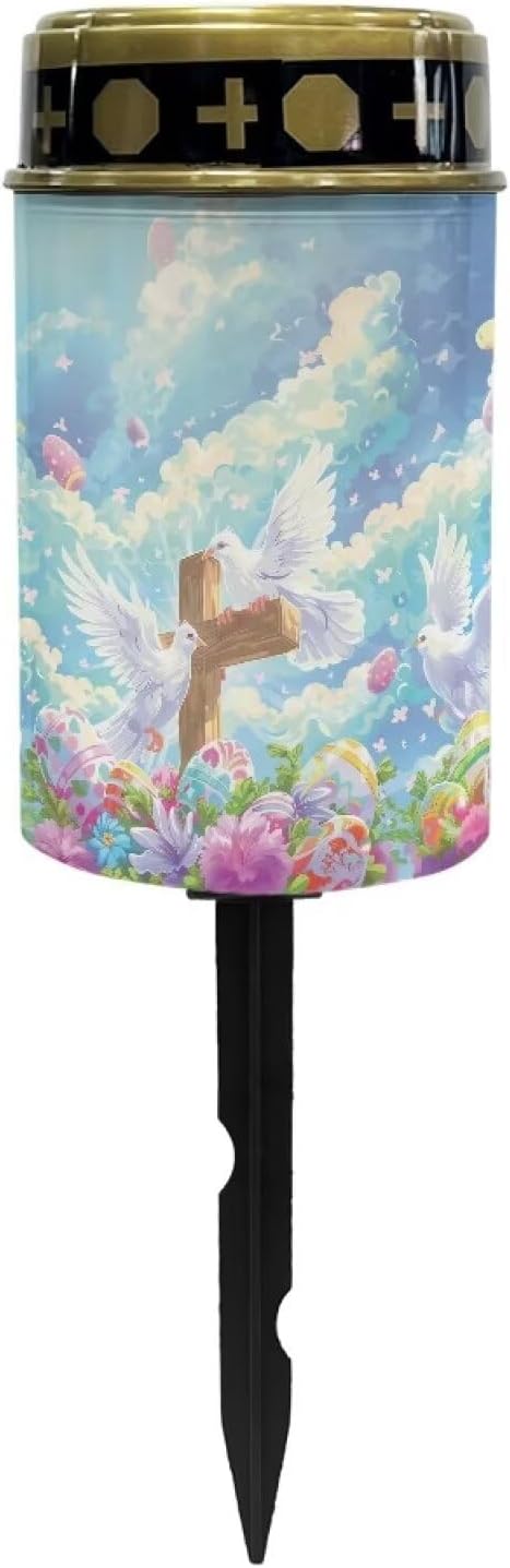 Decorations Solar Lights,Grave White Bird Cross Solar Lights for Cemetery, Outdoor Waterproof Memorial Day Decorations Patriotic Lights for Garden Yard Pathway Grave