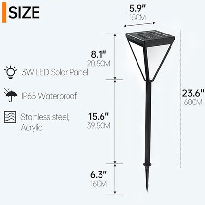 Solar Pathway Light Outdoor Solar Powerd Garden Lights External IP65 Waterproof Landscape Lighting Auto On/Off Solar Yard Lights for Lawn Patio Walkway Driveway Decor