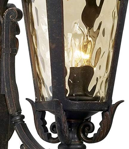 John Timberland Casa Marseille Vintage Outdoor Wall Light Fixture Veranda Bronze Scroll Frame 22" Champagne | Lumora