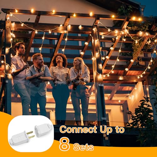 Ollny Outdoor String Lights, 100FT LED Patio Lights Waterproof White Wire