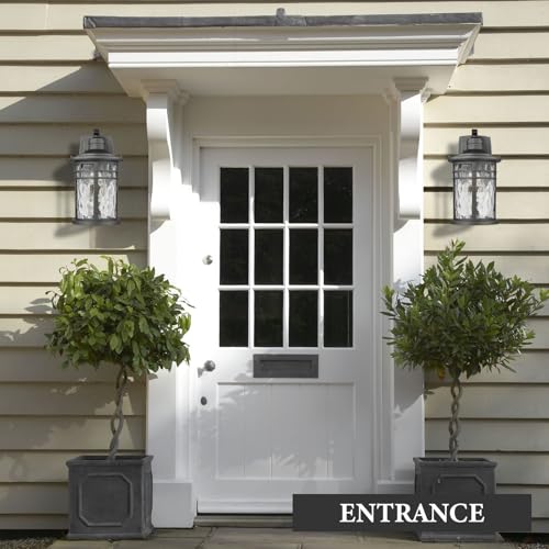 Darkaway Large Outdoor Porch Lights Wall Mount, 15inch Outside Light Fixtures Sconces Wall Lighting with Water Ripple Glass Waterproof Exterior Lights for Patio Yard House Hallway Doorway Garage