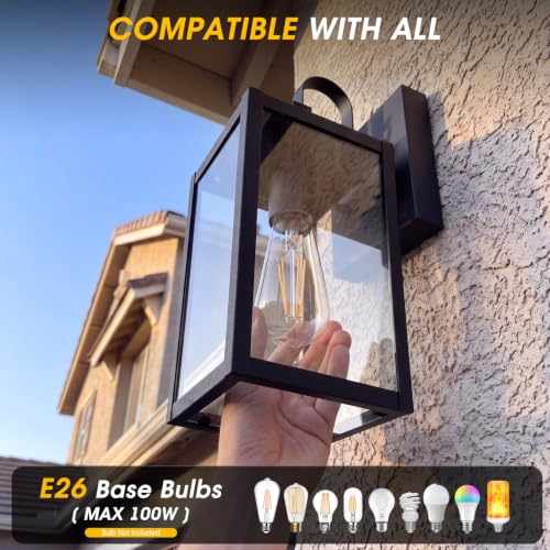 15" Dusk to Dawn Porch Light, Black Extra-Large Outdoor Wall Light