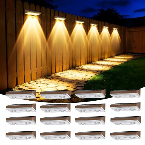 Solar Fence Lights Outdoor, 16 Pack Fence Lights Solar Powered