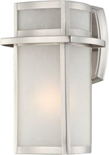 Possini Euro Design Delevan Modern Outdoor Wall Light Fixture Brushed Nickel Steel 11 1/4" Frosted Seedy Glass Damp | Lumora