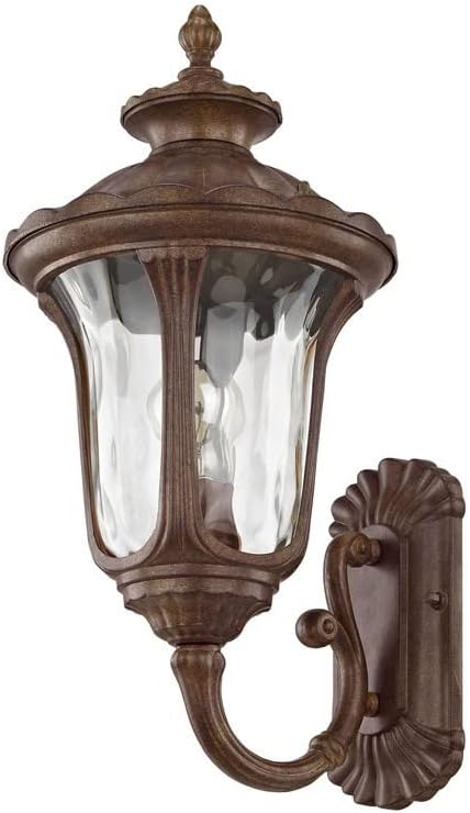 Livex Lighting 7652-58 Oxford 1 Light Imperial Bronze Cast Aluminum Wall Lantern with Light Amber Water Glass | Lumora