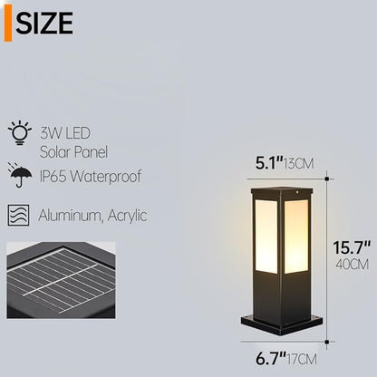 Solar Landscape Path Light Iron Housing Pathway Light 3W Luxury LED Bollard Lighting Fixture IP65 Waterproof Garden Floor Lamp Outdoor Walkway Lights for Lawn Courtyard Driveway Decoration