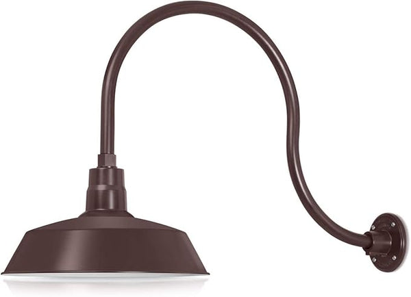 14in. Architectural Bronze Outdoor Gooseneck Barn Light Fixture With 24in. Long Extension Arm - Wall Sconce | Lumora