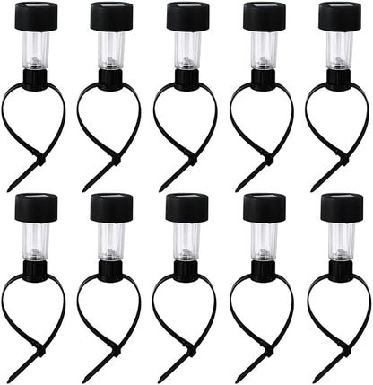 DIY Lights Solar Garden and Solar Fence Lights,Including 10 Lights, Easy Installation with Cable Ties (Black, Standard, White Light)