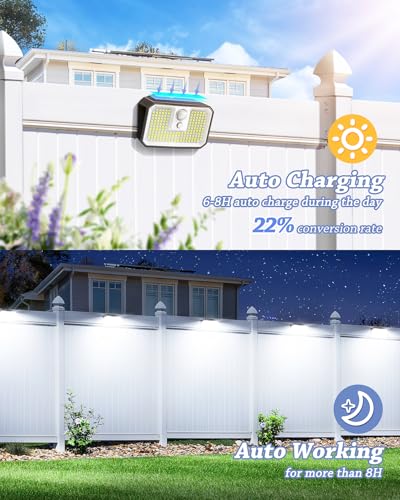 CLAONER 10-Pack Solar Motion Sensor Lights Outdoor, 168 LED Waterproof Security Light with 3 Modes, for Garden, Fence, Garage, Deck, Door Step
