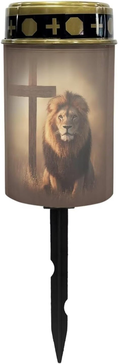 Lion Solar Lights for Outside Solar Lights Grave Decorations for Cemetery Water Proof Outdoor Lighting Home Decoration Gifts