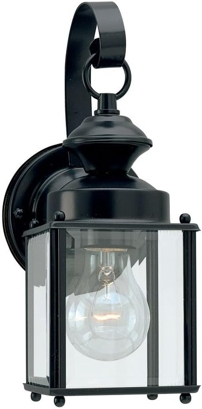 Generation Lighting 8456-12 Jamestowne Transitional One - Light Outdoor Wall Lantern Outside Fixture, Black Finish | Lumora