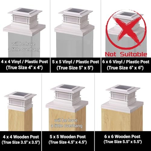 4 Pack Solar Post Cap Lights Outdoor with Flickering Flame Light, White Shell Fence Post Solar Lights Fit 4x4 5x5 Vinyl/Wooden Posts, Brightness LED Lighting Decor for Garden Deck Patio