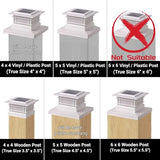 4 Pack Solar Post Cap Lights Outdoor with Flickering Flame Light, White Shell Fence Post Solar Lights Fit 4x4 5x5 Vinyl/Wooden Posts, Brightness LED Lighting Decor for Garden Deck Patio